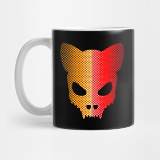 Devil Cat-Skull In Red And Yellow Halftones Art Mug